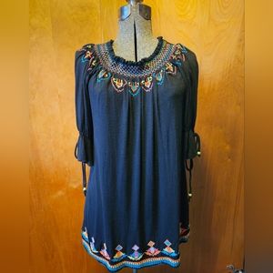 RAMAGE UNIQUE Size small black 3/4 sleeve top